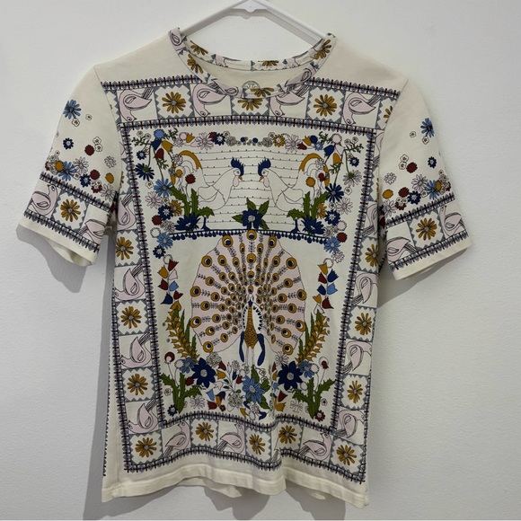 Tory Burch Tops - Tory Burch Peacock Rooster Graphic Tee - XS